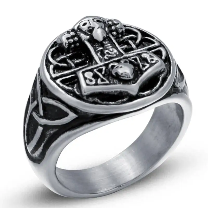 

Thor's Hammer Ring Men's and Women's Couples Explosive Titanium Stainless Steel Rings