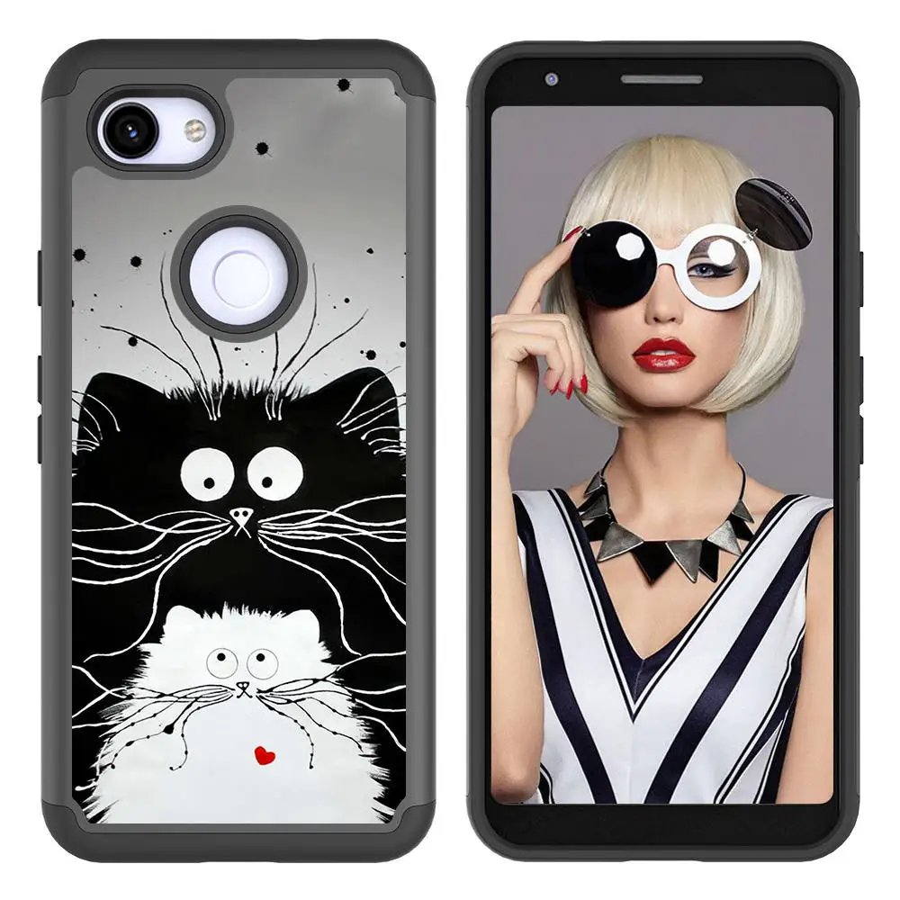 Couple cat Милый чехол для google pixel 3a 4 xl с мультипликационным рисунком, Защитный Мягкий бампер, чехол s на google pixel XL 3 3A, противоударный чехол - Цвет: Couple cat