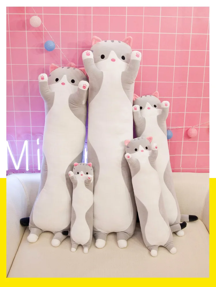 Новинка, креативный подарок, Kawaii, длинная кошка, кукла, спящий компаньон, мягкие животные, игрушки для детей, милые плюшевые игрушки, подарки на день рождения