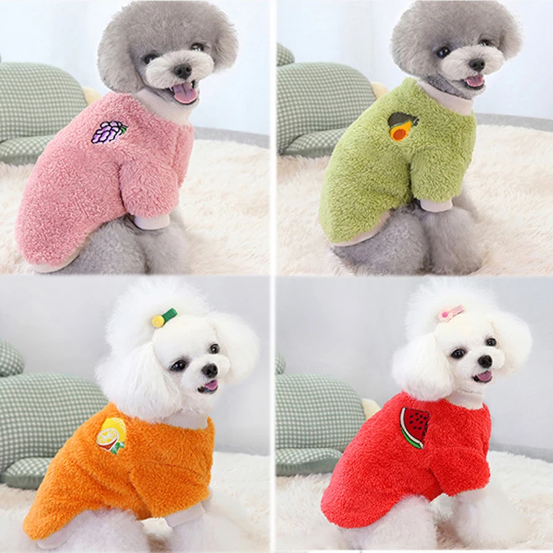 

Soft Pet Sweater Warm Fleece Dog Clothes Pets Clothing Comfortable Fruit Printing Puppy Dog Accessory Durable Dogs Pullover