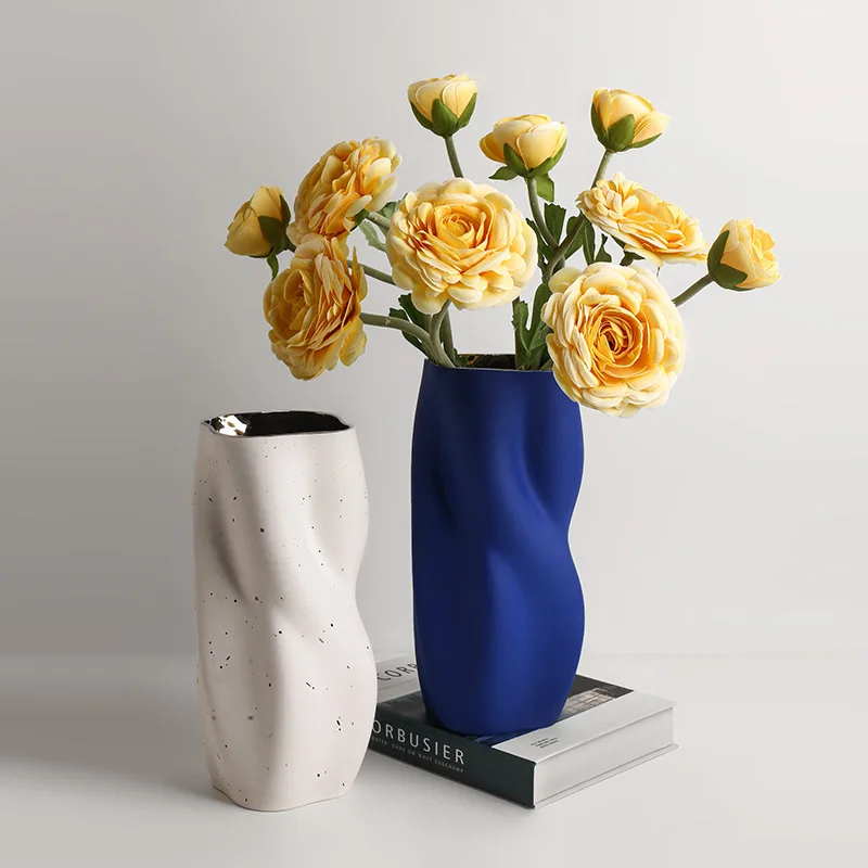 

Nordic Modern Morandi Irregular Ceramic Vase For Living Room Bedroom Hallway Hydroponic Flower Container Simple Decorative Vases