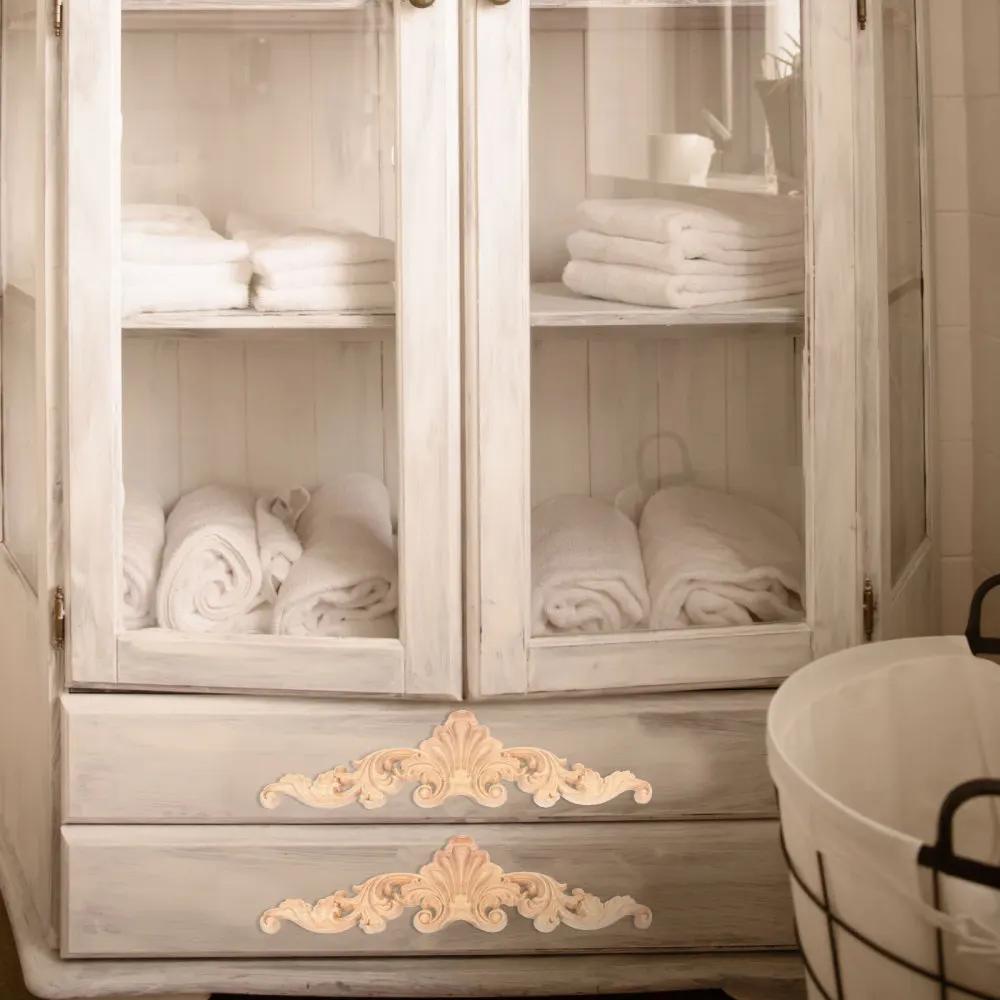 

6pcs Wooden Applique Furniture Decoration Wood Door Cabinet Carved Patch