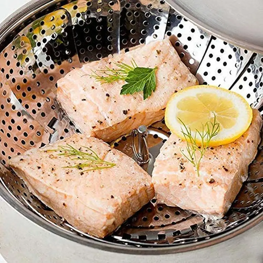 Корзина для пароварки овощей 100% Премиум нержавеющая сталь (14 23 см) складной