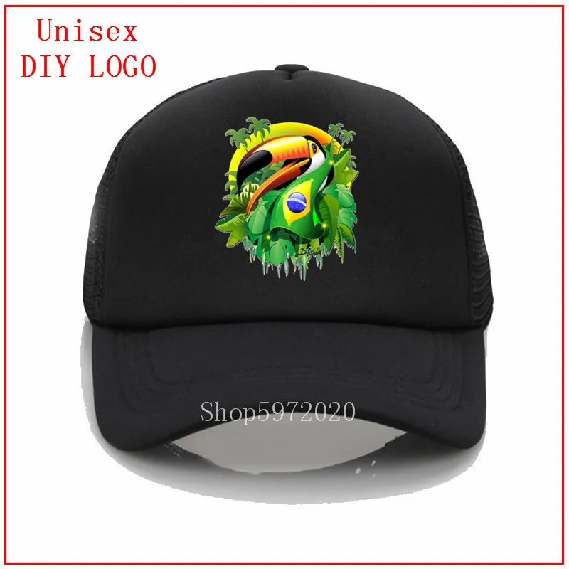 Toco Toucan with Brazil Flag Brazilian on Green Brtight Tropical Jungle men hats baseball women cap chapeau homme | Аксессуары для