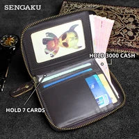 handmade genuine leather mens purse womens short wallet with zipper with credit card slots money bag drivers license wallet ca