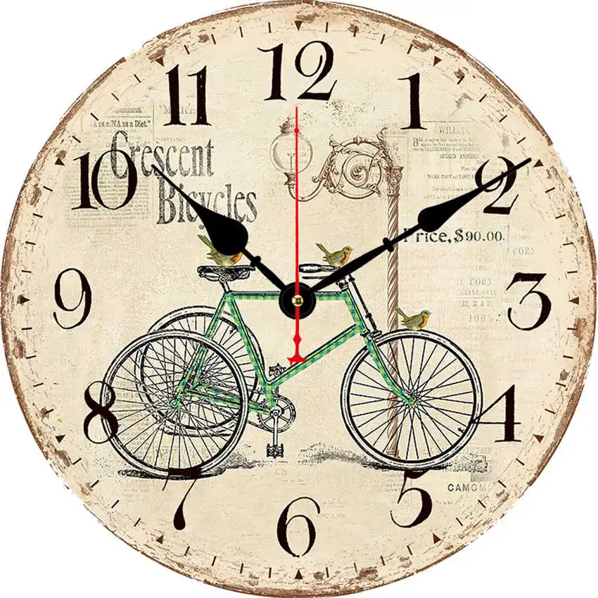 Велосипедные новые часы настенные потертый шик не тикающий клок круглые