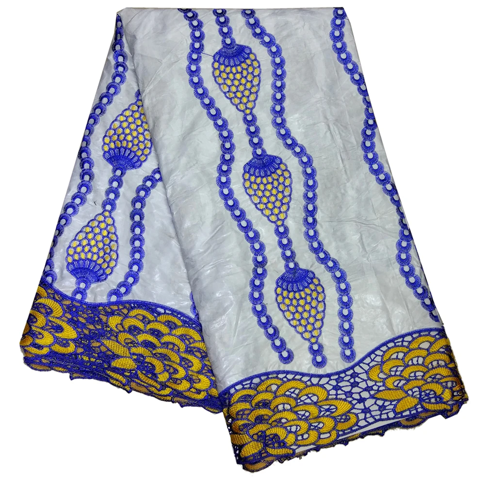 100% Cotton Bazin Riche Getzne Fabric Pine Cones Embroidery African Lace Fabric