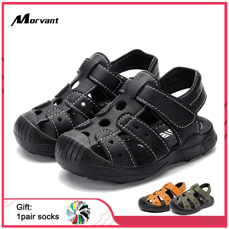 Детские сандалии из ПВХ на однотонной подошве детская обувь Нескользящие и