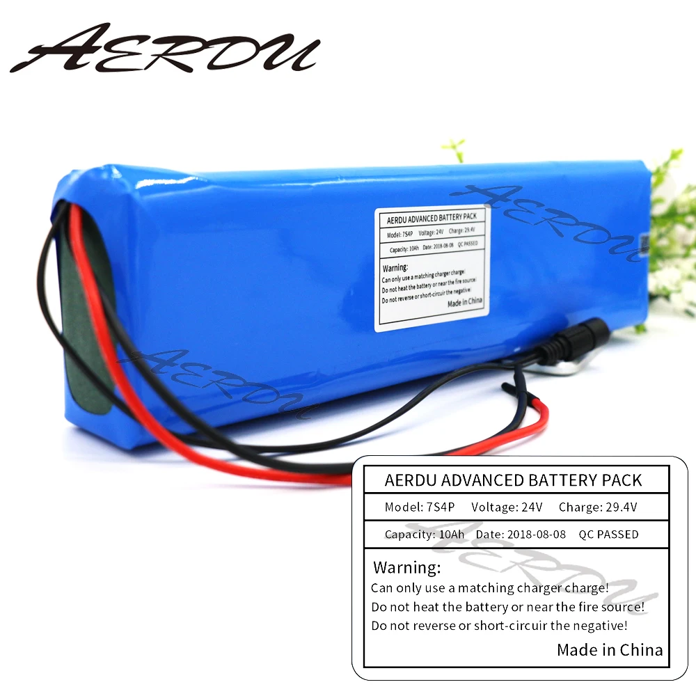 AERDU 7S4P 24V 10Ah 29 4 V литий ионный аккумулятор с 20A BMS для электрического мопеда ebike