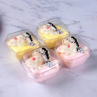 50pcs net red mini mousse cup disposable small cup hard plastic pudding cup ice cream cup party favors pastry cake box with lid