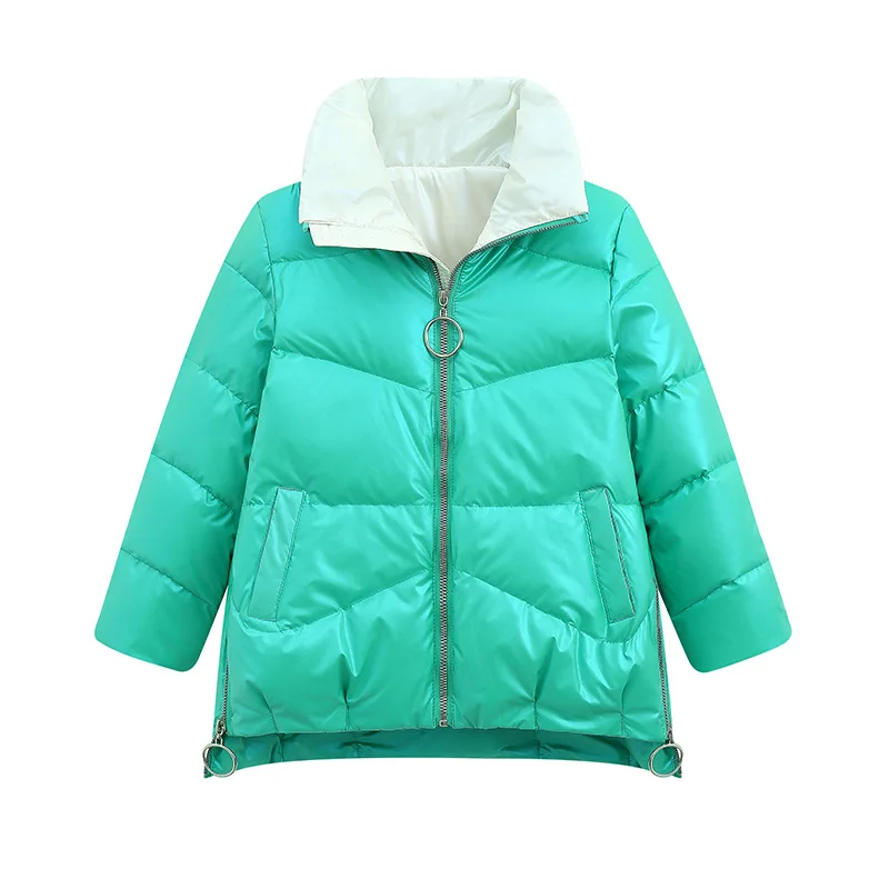 Зимняя детская стеганая куртка для девочек Теплая хлопковая с высоким