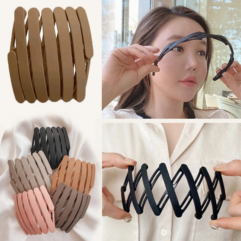 

New Fashion Ladies Fold Teeth Headbands Plastic No-slip Stretch Hairbands for Women Girls Outdoor Hair Bands Hoops Accessories