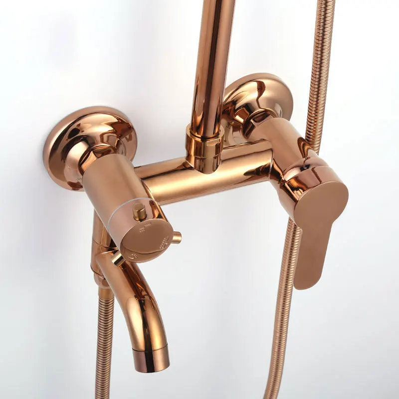 Смеситель для душа настенный золотистый с квадратной головкой кран водопад 8