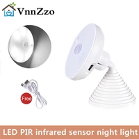 600mah usb charging led pir infrared sensor night light 8 lamp beads suitable for cabinet wall lamp family bedroom corridor