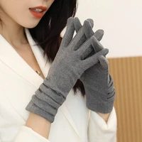 womens winter wrist folds warm riding full finger touch screen driving glove outdoor sport cycling coldproof driving mitten r85