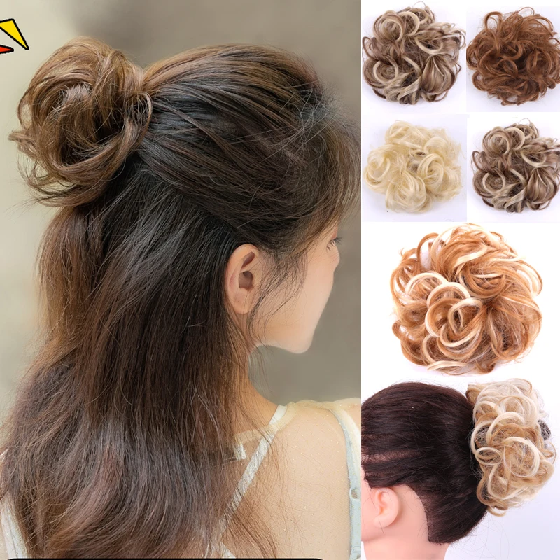 LISI GIRL Women's Curly Chignon With Elastic Rubber Band Synthetic Scrunchie Wrap Hair Messy Bun Hairpieces | Шиньоны и парики