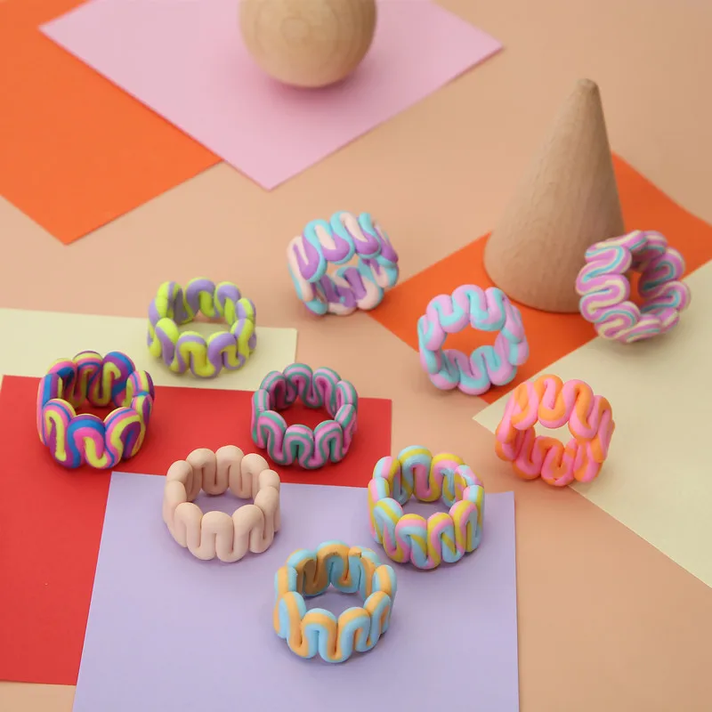 Женские Геометрические широкие кольца AOMU в богемном стиле с Разноцветными