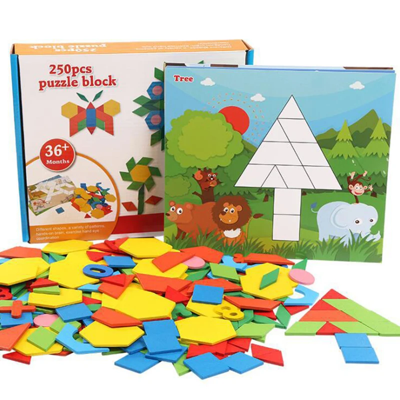 

4 Bears 3D Puzzles Wooden Toy Kids Geometric Shape Tangram Jigsaw Puzzle Baby Educational Learning Wood Toy for Children Game