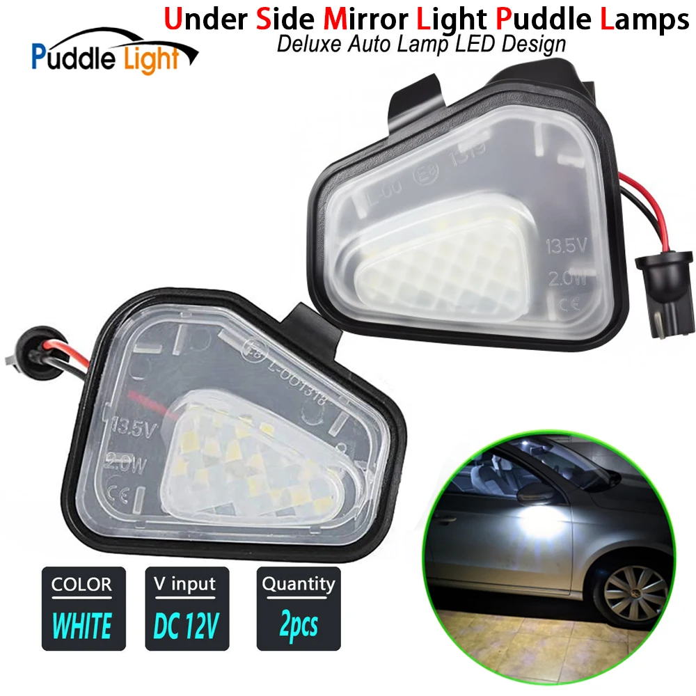 

1Pair White Under LED Side Mirror Puddle Lights Direct Fit For VW Jetta Passat B7 EOS CC 357 358 Beetle Scirocco 137 12V CANBUS