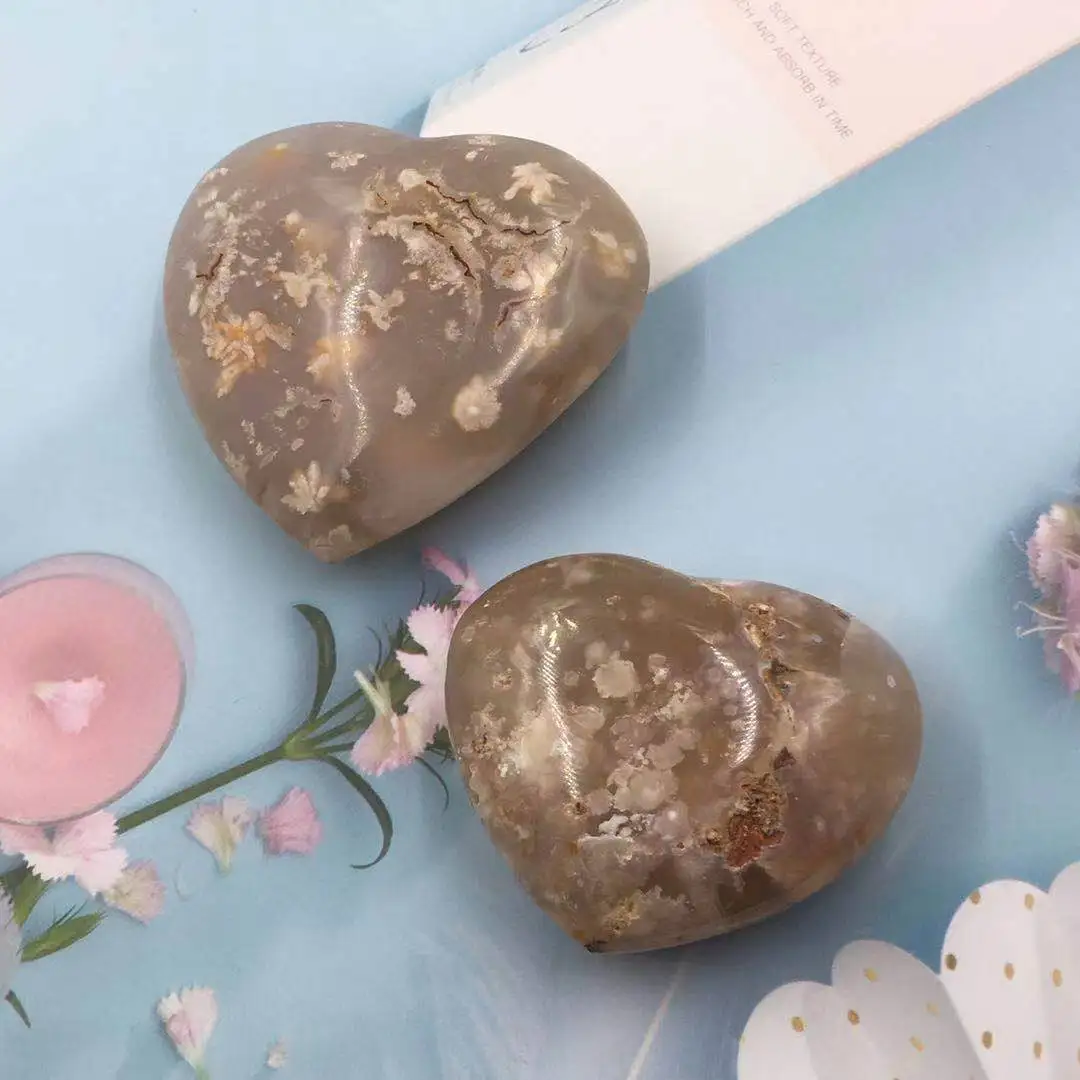 

Natural Cherry Aate Heart Shaped Hand Polished Crystal Healing Natural Quartz Crystal Decoration