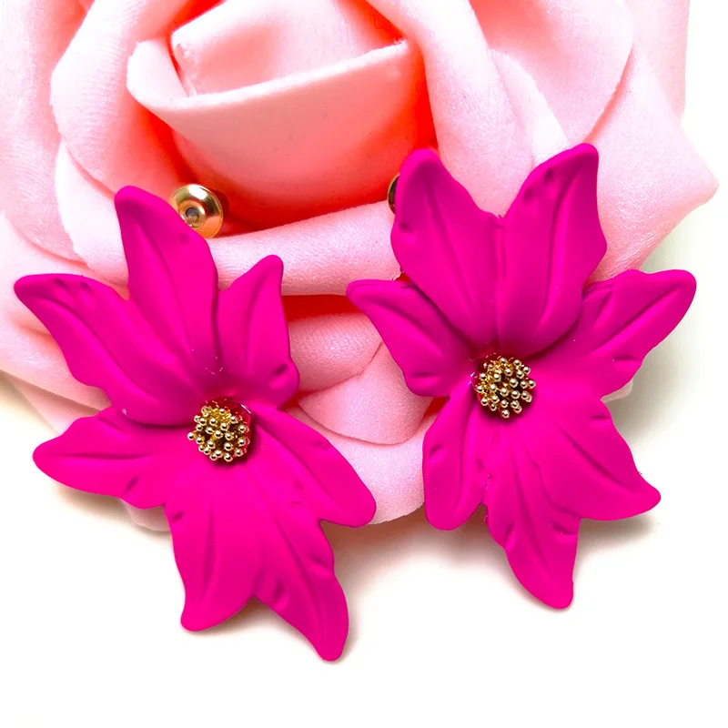 Новые большие серьги гвоздики в Корейском стиле с распылителем и цветком для