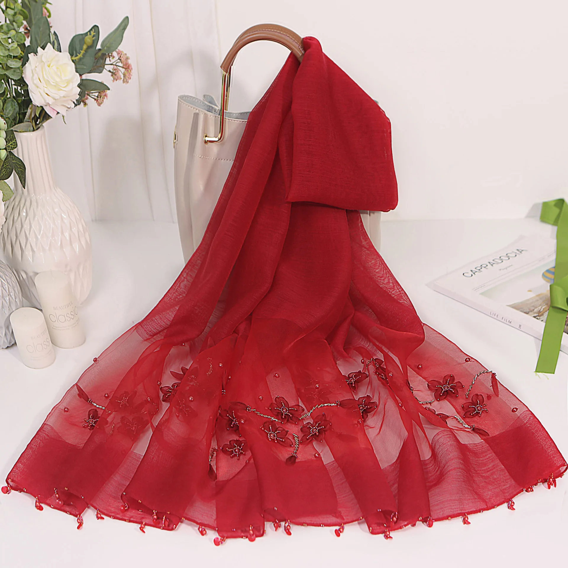 Новый осенне-зимний Шелковый шерстяной шарф женский теплый Прямая поставка с