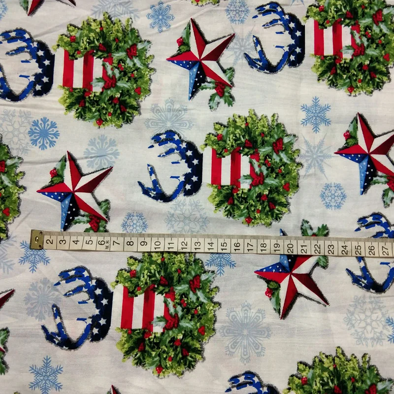 Рождественская Снежинка олень венок с принтом хлопковая ткань Лоскутное детское