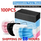 Новая Черная 3-слойная маска 1050100 шт. маски со ртом для лица выдувные одноразовые маски против пыли маски с петлями для ушей розовые маски