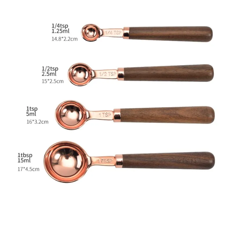 4 шт. бытовые мерные ложки ореховые деревянные ручки стаканчики для торта набор
