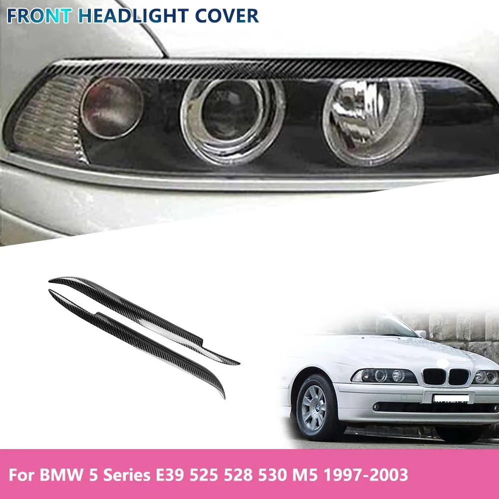 Купи For BMW 5 Series E39 525 528 530 M5 1997~2003 Eyelid Molding Trim Cover Car Front Headlight Cover Eyebrows Eyelid Trim Sticker за 1,551 рублей в магазине AliExpress