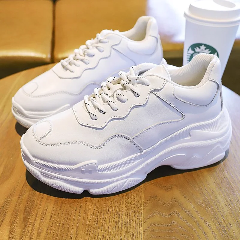 Женские кроссовки на толстой подошве белые платформе повседневная обувь Zapatos De