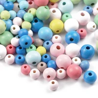 50200pcs wooden beads color 81012mm round ball spacer beading natural wood beads for jewelry making diy bracelet finding