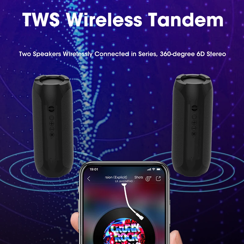 Портативная Bluetooth Колонка TWS Беспроводная колонка s звуковая панель бас сабвуфер