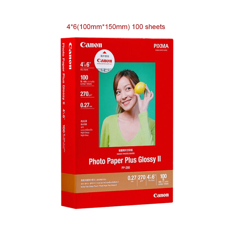 Оригинальная глянцевая фотобумага Canon Advanced/фотобумага(PP-208) 270 г/0,27 мм/водонепроницаемая/4*6/A4/A3 - Цвет: 100 sheets