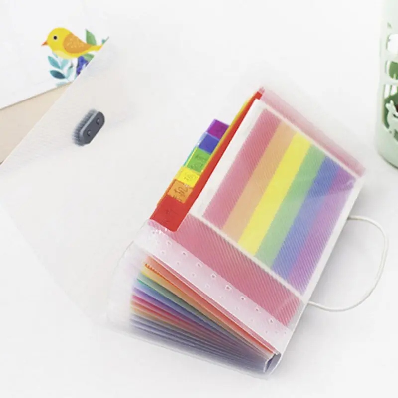 

Rainbow Color A6 Document Bag Cute Mini Bill Receipt File 13 Grids Pouch Folder Organizer Holder Office Supply