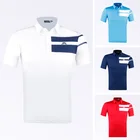 Одежда для гольфа, Мужская дышащая быстросохнущая футболка-поло, впитывающая влагу, трикотажная Однотонная рубашка-поло