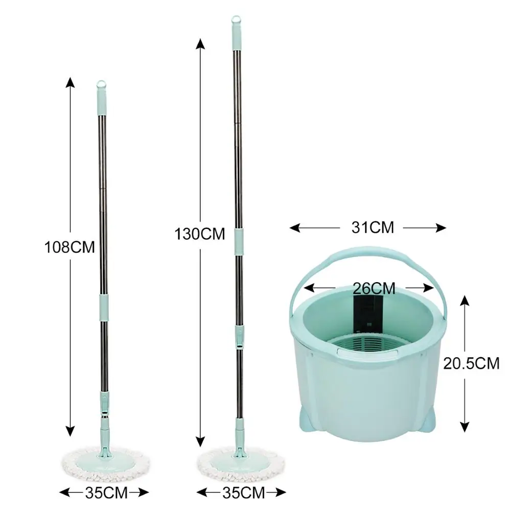 Eyliden вращающаяся на Швабра градусов микрофибра с ведром 2 насадки из микрофибры и