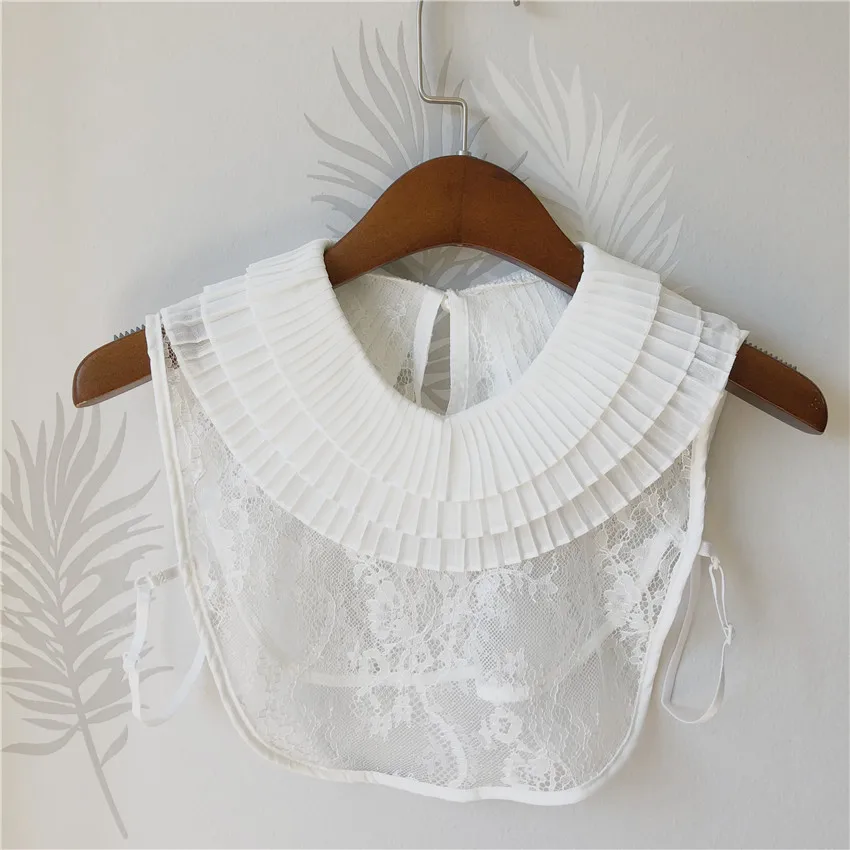 

Female Lace Hollow Embroidery Shirt Fake Collars for Women False Collar Half-Shirt Blouse Tops Detachable Collars Accessories
