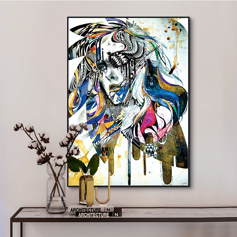 Женская абстрактная Настенная картина рисунок на холсте с акварелью искусство