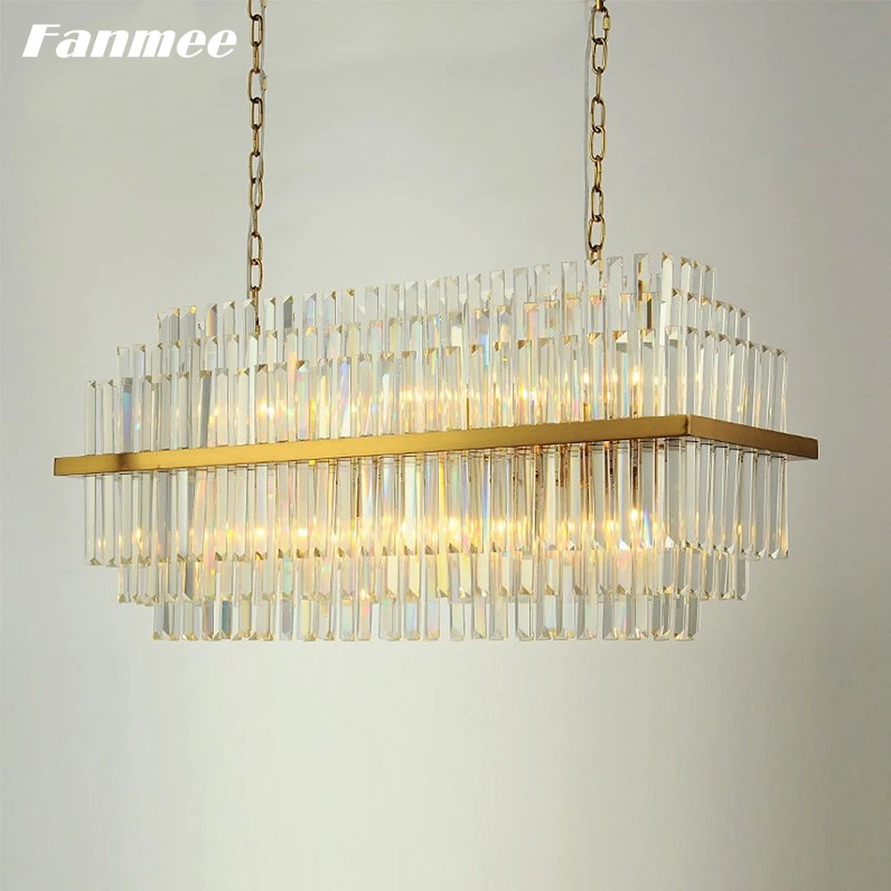 Современная роскошная люстра в золотой рамке прямоугольная