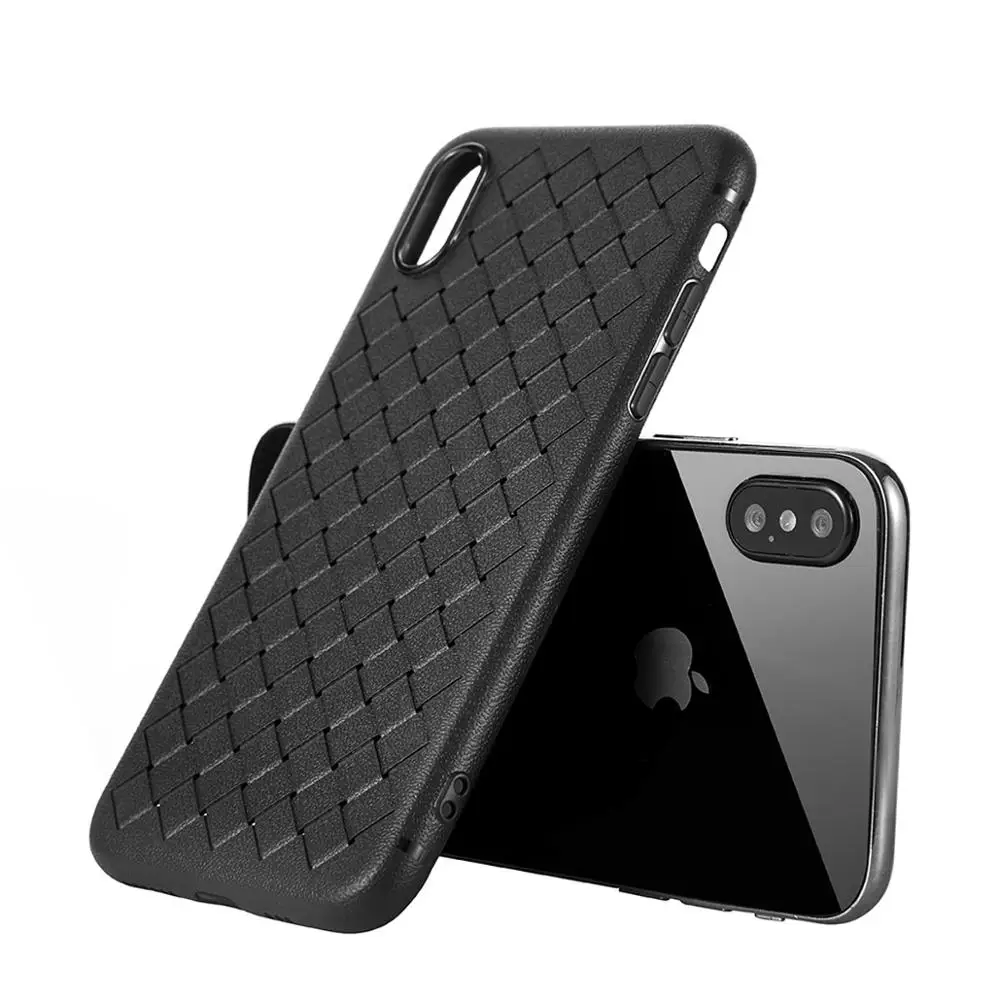Новый силиконовый чехол с ткацкой текстурой для iPhone 11 Pro Max 6 6S 7 Plus 8 черный