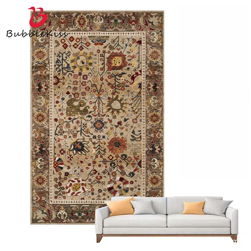 

Bubble Kiss Retro Floral Pattern Carpets For Home Decoration Thicken Fluffy Bedroom Bedside Plush Floor Non-Slip Rugs Customized