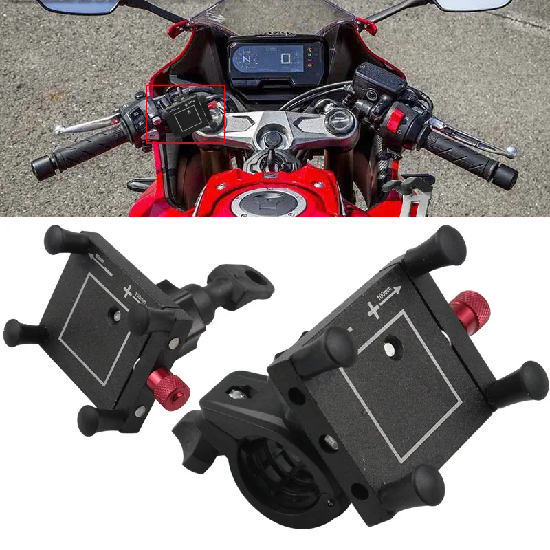 Aluminum Alloy Bicycle Phone Holder Stand Bike Motorcycle Handlebar with Rearview Mirror Mount Four-jaw Locking Stable Mobile