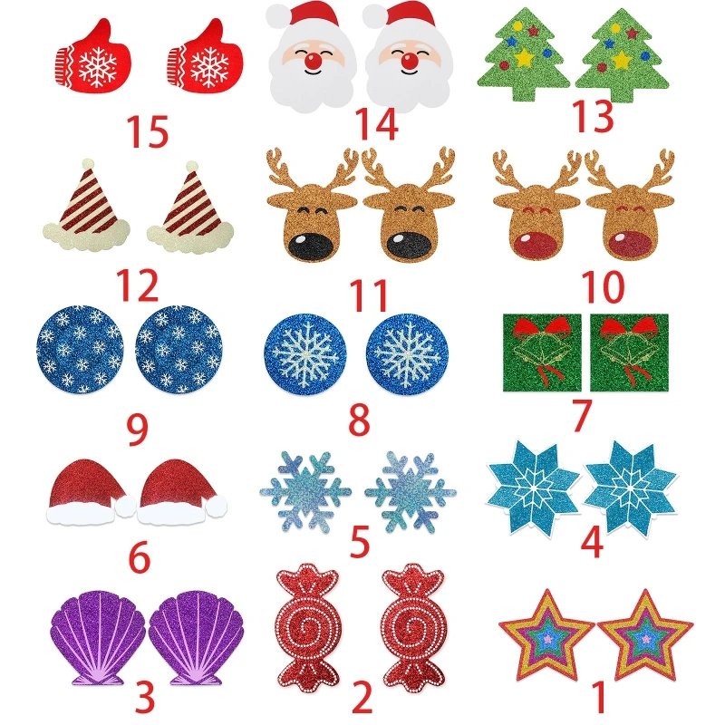 

Women Christmas Pasties Nipple Cover Glitter Cartoon Santa Snowflake Disposable Breast Stickers Adhesive Invisible Bra