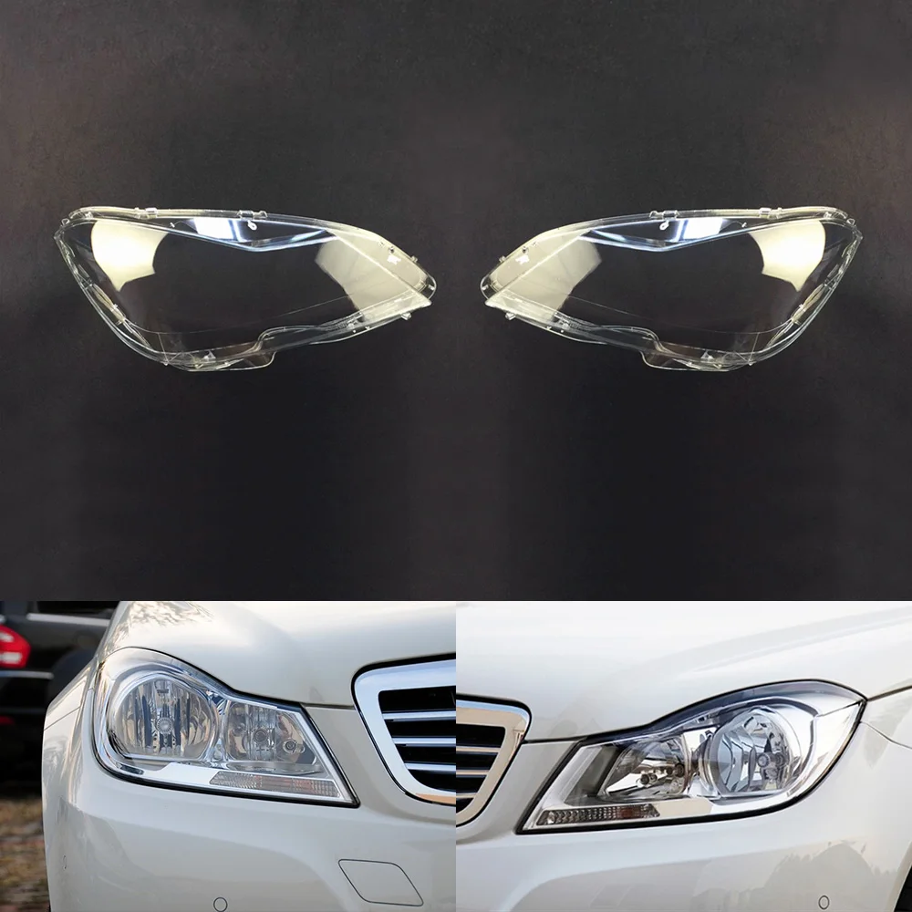 A Pair Для Mercedes-Benz W204 C180 C200 C260 2011 2012 2013 Автомобильные фары прозрачные линзы Авто оболочка Крышка - Цвет: A Pair