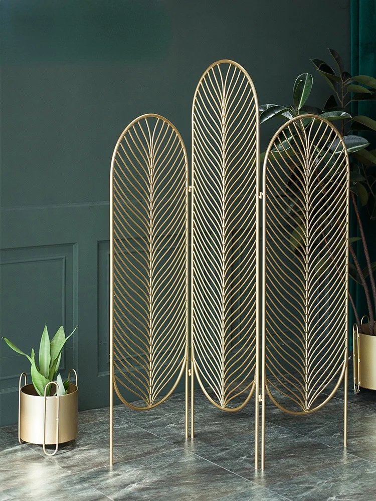 

GY Screen Folding Mobile Simple Prevent Bad Luck Light Luxury Gold Iron Screen Creative Partition Decoration Accordion Partition