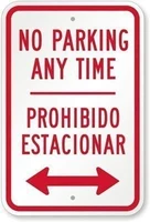adorepug tin sign warning sign no parking anytime prohibido estacionarse bidirectional arrow sign room metal poster wall decor