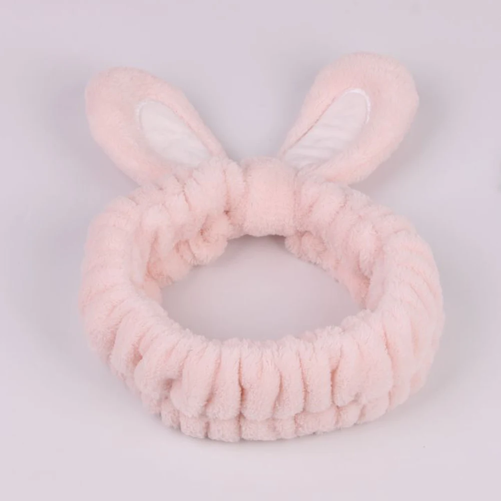 Light Pink Женские резинки для волос с широкими полями и заячьими ушками, аксессуары для волос, милый макияж, мытье лица, спа, прекрасная маска, инструмент, повязка на голову для девочек - Цвет: Light Pink