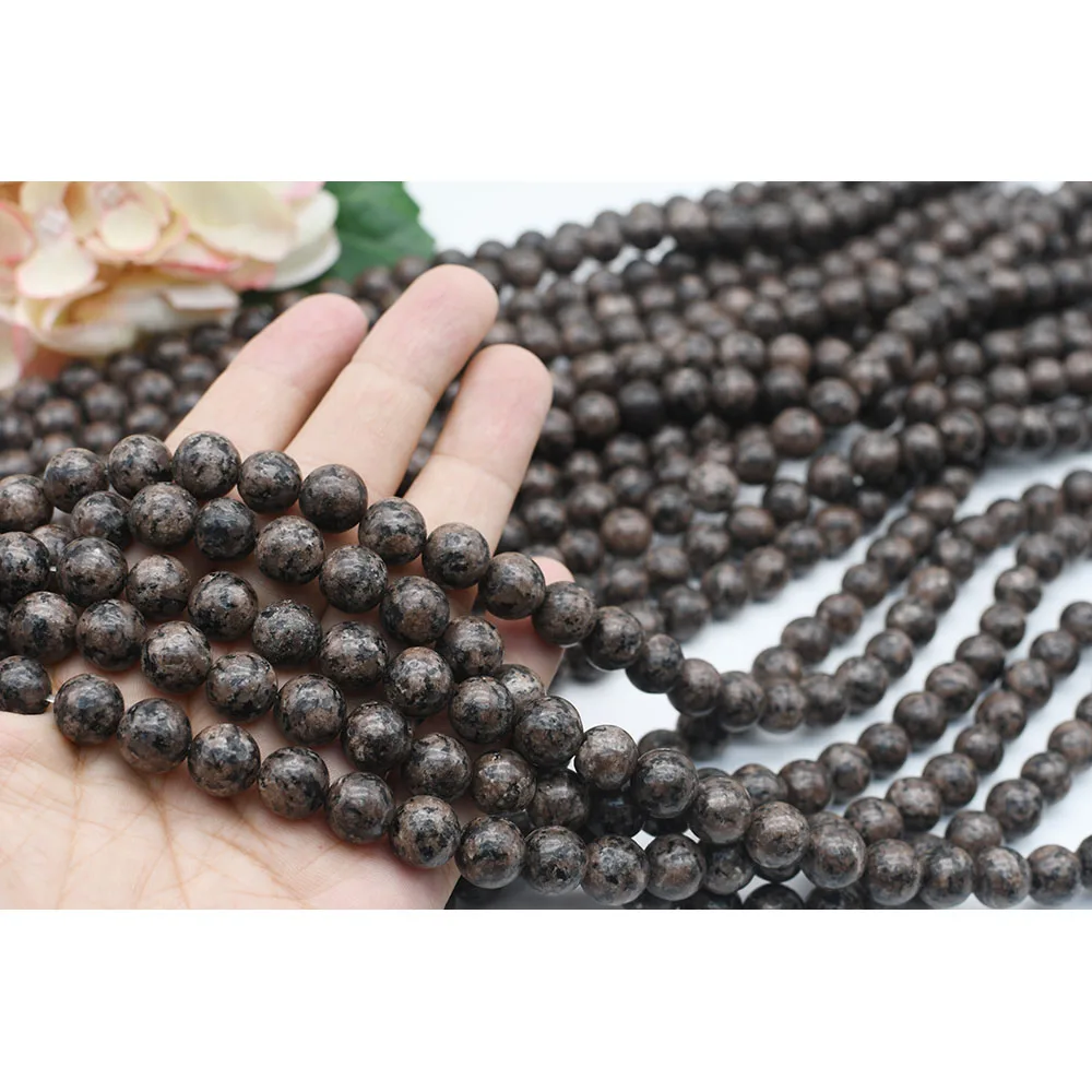 

6-10mm Natural Smooth Coffee sesame stone Round stone beads For DIY Bracelet Necklace Jewelry Making Strand 15
