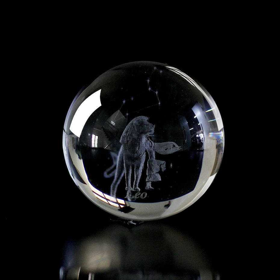 60 MM 3D Zodiac Sign Star Crystal Ball Laser Engraved Glass Sphere Crystal Craft Home Decor Birthday Gift Ornament